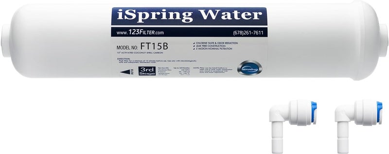 iSpring FT15B Activated Post Carbon Water Filter Replacement Cartridge with Quick Connect for Countertop Reverse Osmosis RO System RCT600 - Image 1