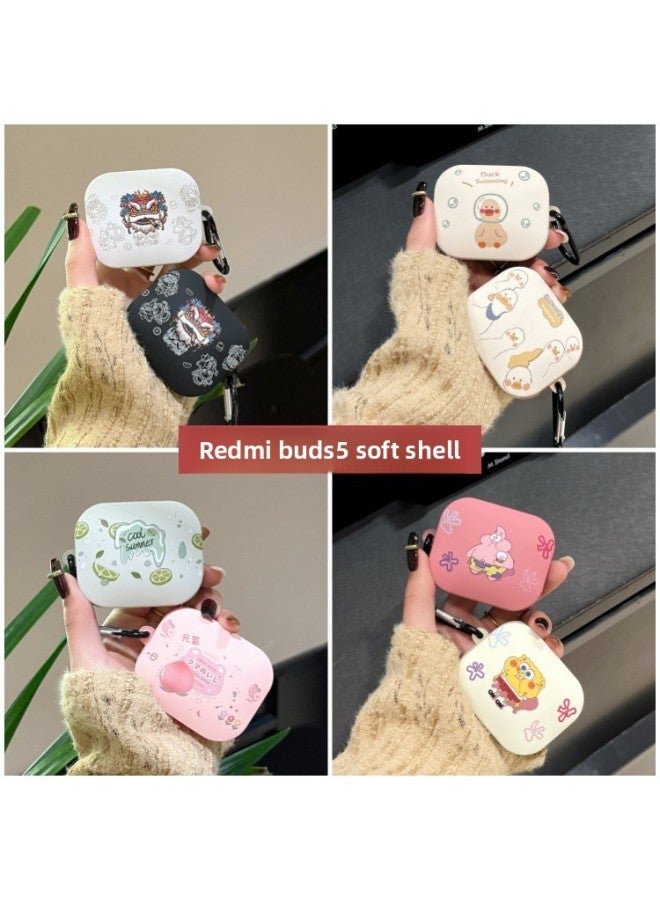 Loquat Suitable For XiaomiRedmi Buds5 Earphone Protective Cover Cartoon Soft Shell Red Mi Noise Reduction Wireless Bluetooth Shell Cute-Color:Silicone Soft Shell-lime-Model:Redmi Buds6s/buds5 Universal (pr - Image 2