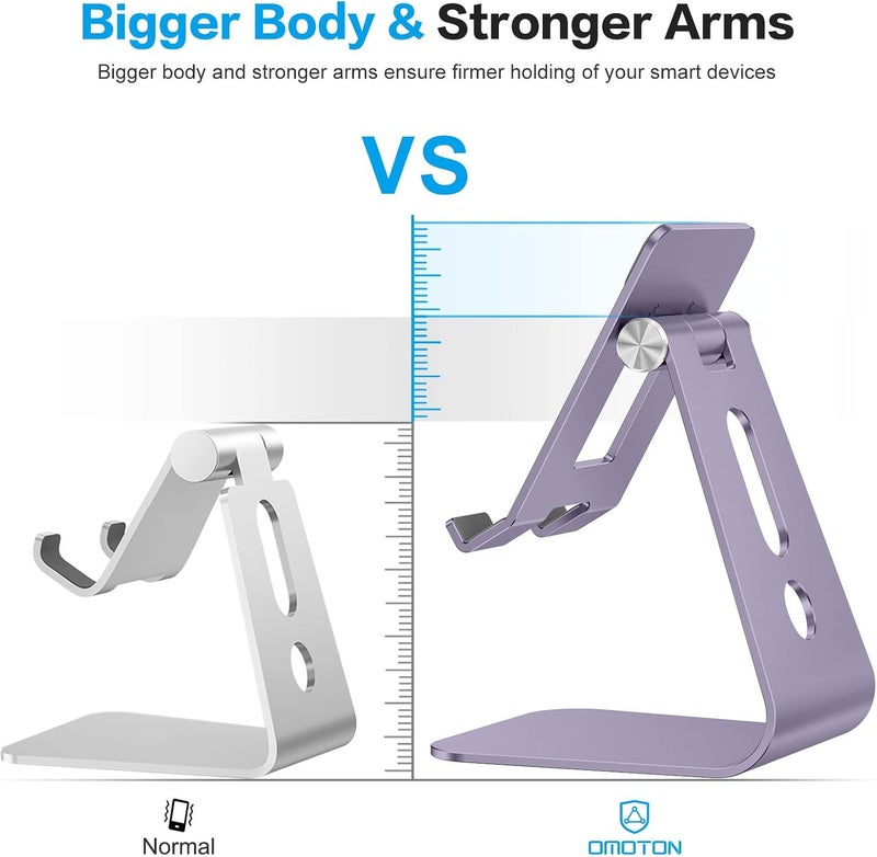 Omoton Adjustable Tablet Stand for Desk, Upgraded Longer Arms for Greater Stability, T2 Tablet Holder with Hollow Design for Bigger Sized Phones and Tablets Such as iPad Pro/Air/Mini, Purple - Image 3