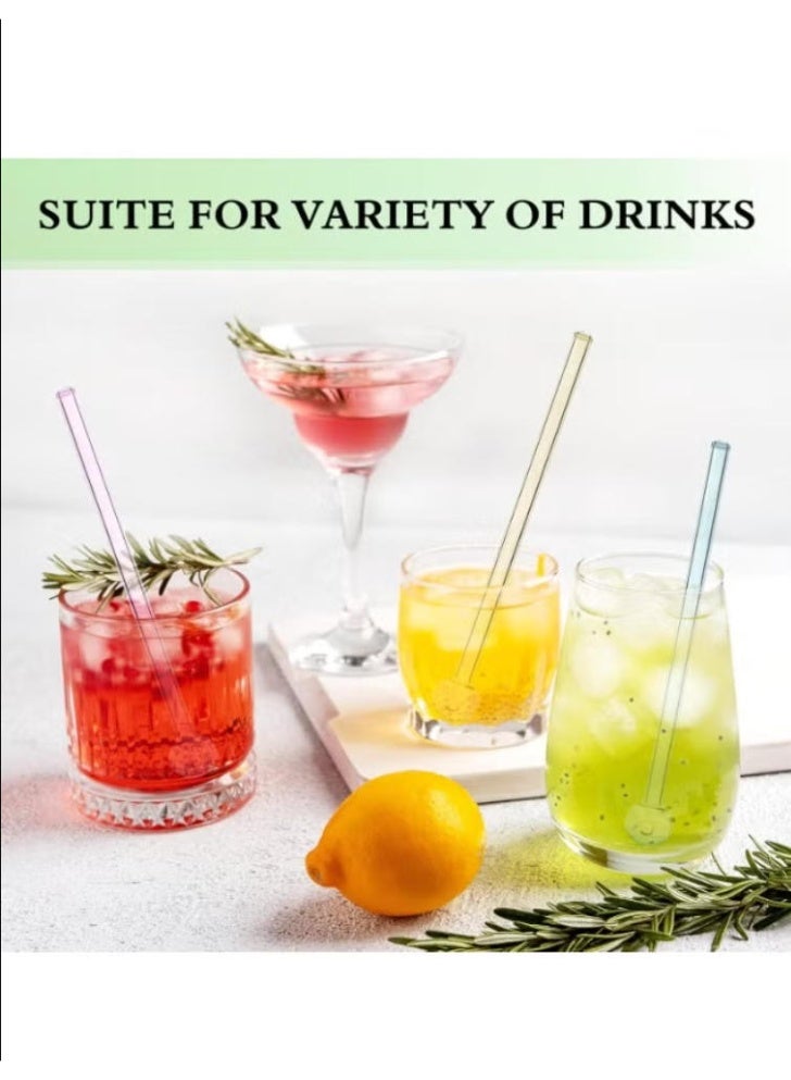 D&L 8 Pcs Reusable Glass Straws Set 7.87 Inch Shatterproof Drinking Straws With Cleaning Brush Bpa-Free Dishwasher Safe Perfect For Smoothies Coffee Juice Hot/Cold Drinks - Image 3