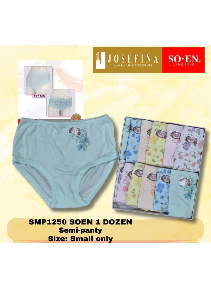 SOEN SMP 12PC SEMI PANTY RANDOM FLORAL PRINTED - Image 1