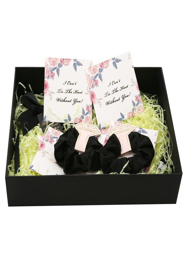 Hasoar 8 Count Black Satin Hair Ties - Bridesmaid Proposal Gifts, Bachelorette Party Favors, Bridesmaid Gifts, Wedding Party Favors (8pcs) - Image 2