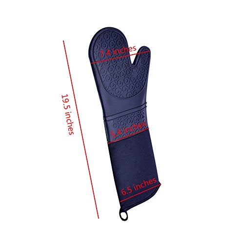 DoMii Professional Silicone Oven Mitts Baking Gloves Elbow Length Heat Resistant Quilted Gloves 2-Pack 19.5" Y - Image 2