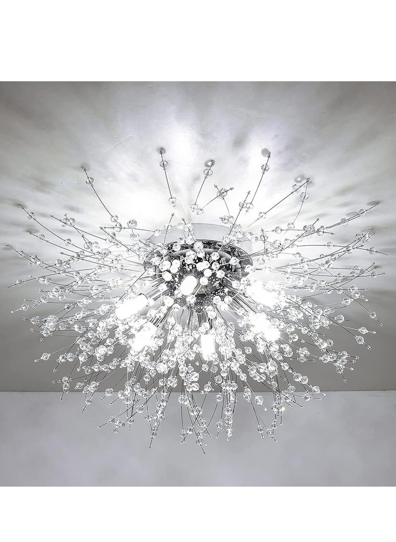 6 Head Silver Dandelion Crystal Ceiling Lamp G9 LED 3000K Living Room Bedroom Dining Room Lamps - pzsku/Z856256B0231519C64B57Z/45/_/1701605200/710859aa-a537-47ef-816c-e7ba09021ff0