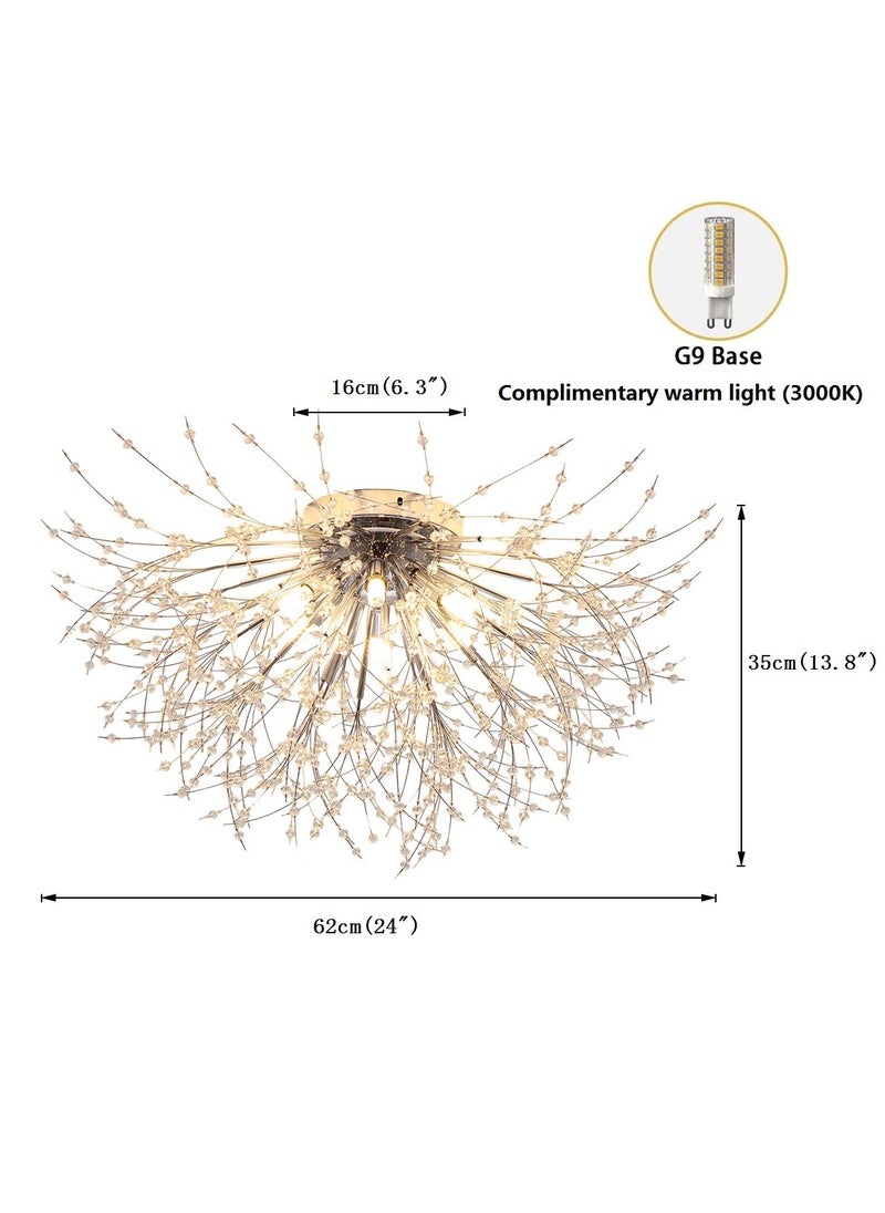 6 Head Silver Dandelion Crystal Ceiling Lamp G9 LED 3000K Living Room Bedroom Dining Room Lamps - pzsku/Z856256B0231519C64B57Z/45/_/1701605201/02cf7f11-1e1b-451e-9b6e-100c77d14b01