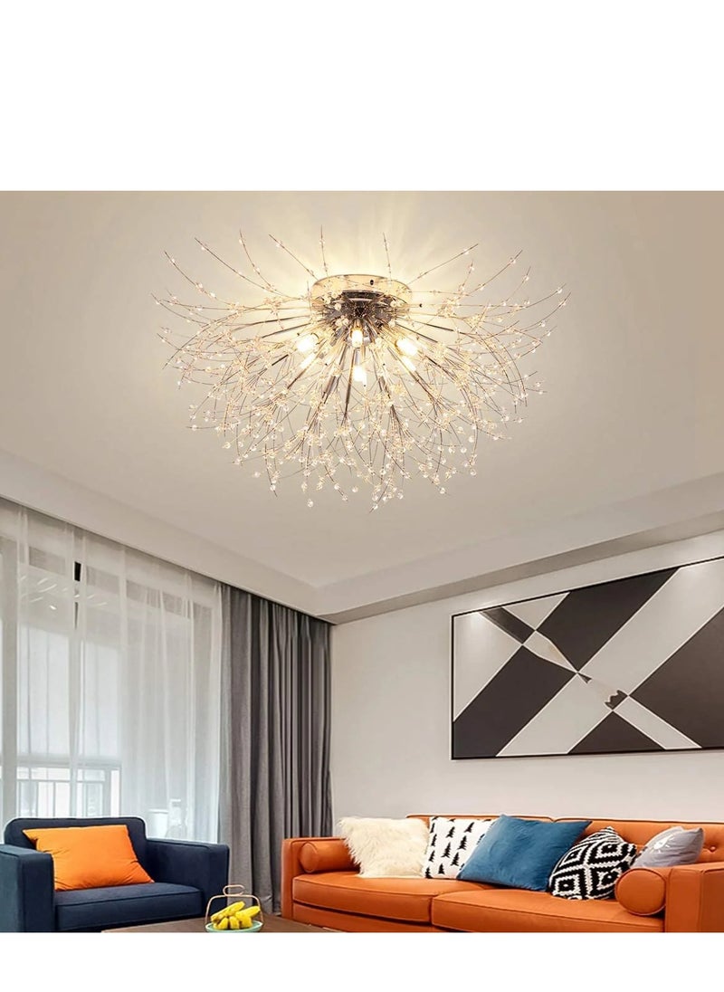 6 Head Silver Dandelion Crystal Ceiling Lamp G9 LED 3000K Living Room Bedroom Dining Room Lamps - pzsku/Z856256B0231519C64B57Z/45/_/1701605201/6b47b1c3-2c65-4253-8caf-8f349c190ea4