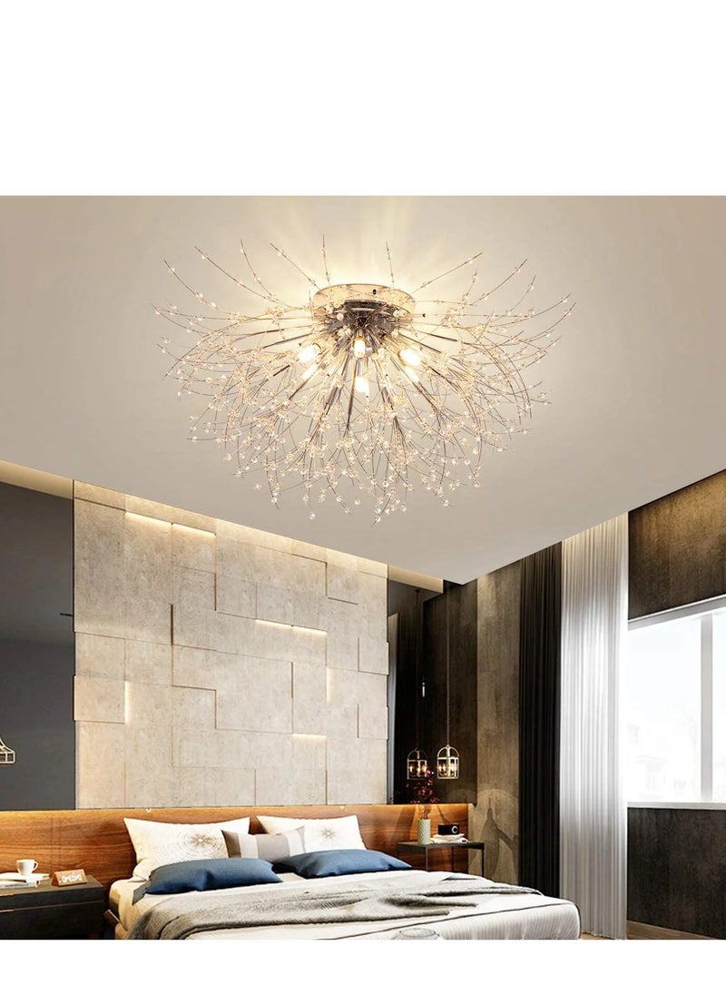 6 Head Silver Dandelion Crystal Ceiling Lamp G9 LED 3000K Living Room Bedroom Dining Room Lamps - pzsku/Z856256B0231519C64B57Z/45/_/1701605203/d97f8a29-1d62-4710-91ec-590fbae860dc