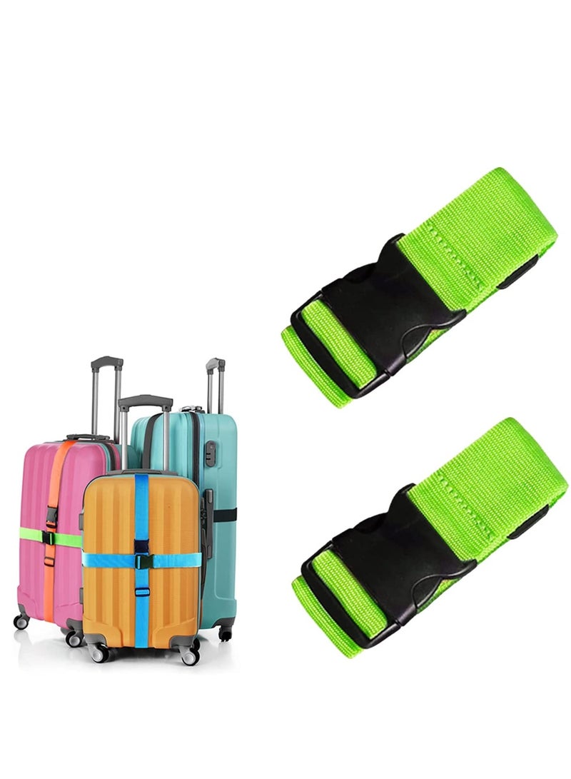 Luggage Straps Suitcase Belts Wide Adjustable Packing Straps Travel Accessories, Suitcase Belts, Packing Straps Travel Belts Accessories for Business Traveling Packing, 2 PCS 74 x 2 Inch Green - Image 1