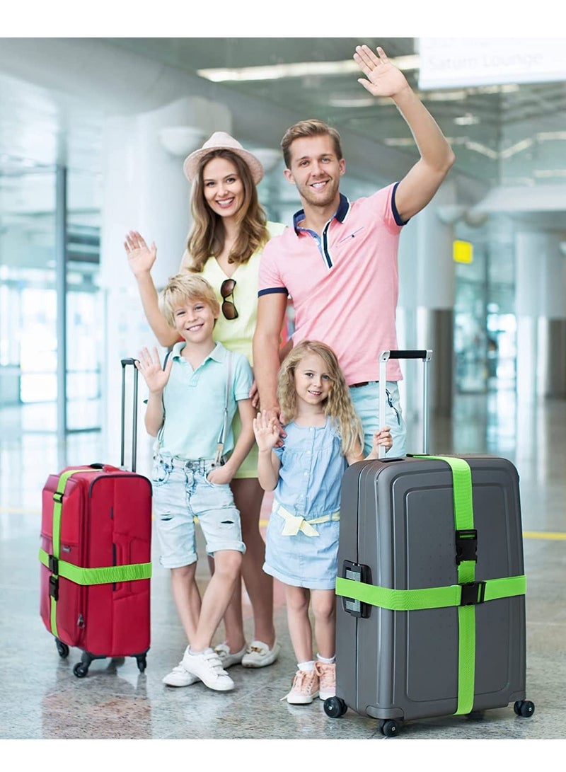 Luggage Straps Suitcase Belts Wide Adjustable Packing Straps Travel Accessories, Suitcase Belts, Packing Straps Travel Belts Accessories for Business Traveling Packing, 2 PCS 74 x 2 Inch Green - Image 2