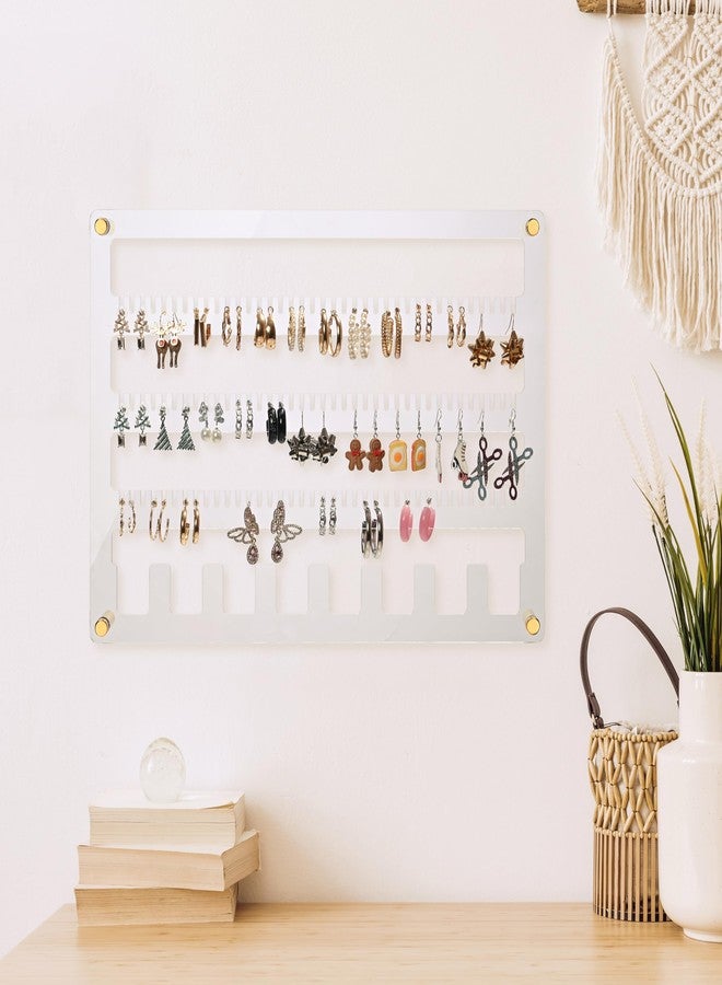humberboat Earring Holder Organizer, 4 Layer Wall Mounted Ear Stud Display Storage, Acrylic Large Capacity Jewelry Organizer Earring Display and Storage for Studs, Dangling, Necklace - Image 4