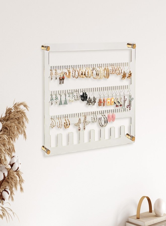 humberboat Earring Holder Organizer, 4 Layer Wall Mounted Ear Stud Display Storage, Acrylic Large Capacity Jewelry Organizer Earring Display and Storage for Studs, Dangling, Necklace - Image 2