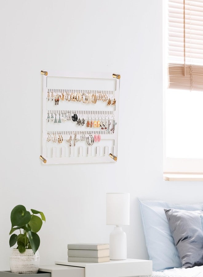 humberboat Earring Holder Organizer, 4 Layer Wall Mounted Ear Stud Display Storage, Acrylic Large Capacity Jewelry Organizer Earring Display and Storage for Studs, Dangling, Necklace - Image 5