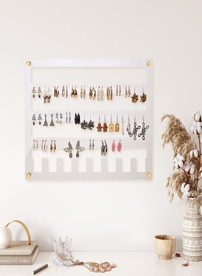 humberboat Earring Holder Organizer, 4 Layer Wall Mounted Ear Stud Display Storage, Acrylic Large Capacity Jewelry Organizer Earring Display and Storage for Studs, Dangling, Necklace - Image 3
