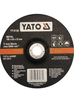 Yato YATO Metal Grinding Disc 180x6.0x22mm  YT-6138 