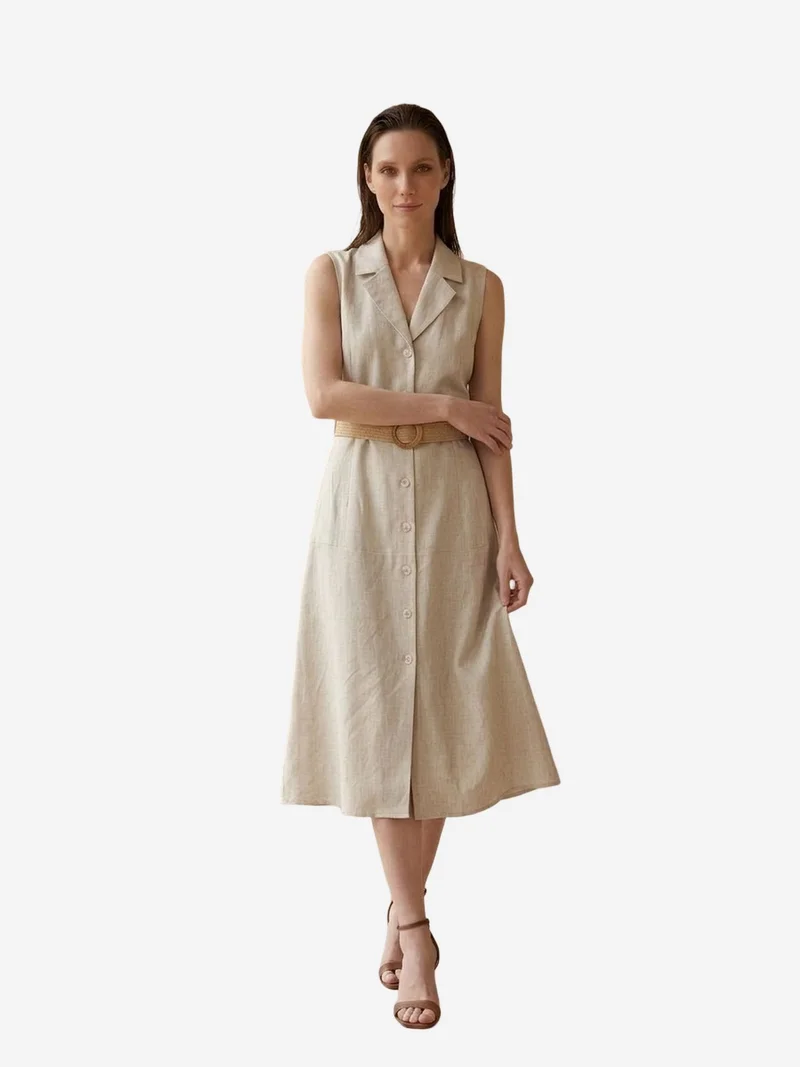 ماي فاشن MY FASHION Sleeveless Midi Shirt Dress