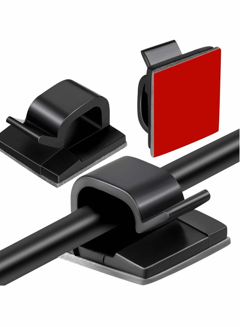 Y&D 100 Pieces Cable Clips Same Sizes Wire Holder Car Cord Organizer Management with Strong Adhesive Tapes for Office and Home - Image 1