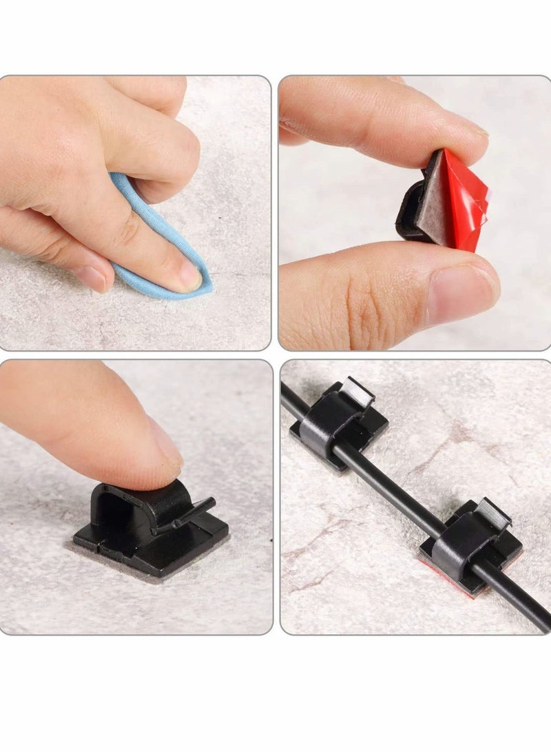 Y&D 100 Pieces Cable Clips Same Sizes Wire Holder Car Cord Organizer Management with Strong Adhesive Tapes for Office and Home - Image 3