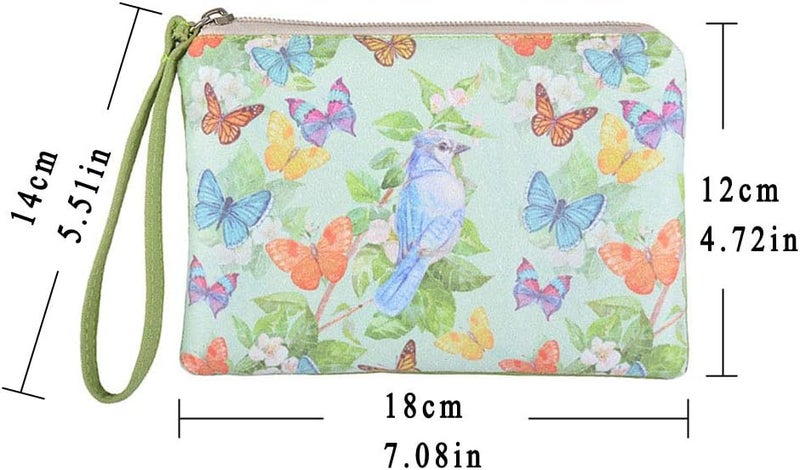 Rantanto Small Cute Cash Coin Purse, Canvas Change Purse, Kawaii Coin Pouch With Handle Christmas Gift For Women Teenager Girls (BG0025 Flying Butterflies And Bird) - Image 2