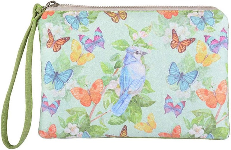 Rantanto Small Cute Cash Coin Purse, Canvas Change Purse, Kawaii Coin Pouch With Handle Christmas Gift For Women Teenager Girls (BG0025 Flying Butterflies And Bird) - Image 1