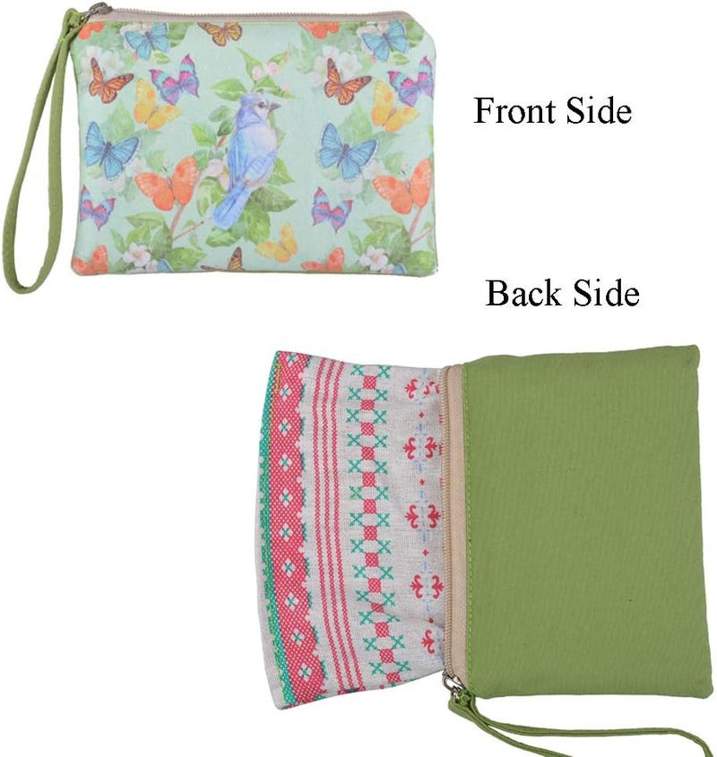 Rantanto Small Cute Cash Coin Purse, Canvas Change Purse, Kawaii Coin Pouch With Handle Christmas Gift For Women Teenager Girls (BG0025 Flying Butterflies And Bird) - Image 5