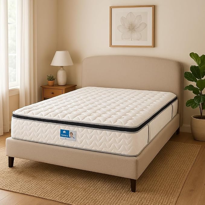 Zavora Homes Bonnell Spring Pillow TopMattress ||(W180xL190xH27cm)|(27cmThickness)|Pressure Relief | Breathable Knitted Fabric | Motion Isolation | Long-Lasting Comfort