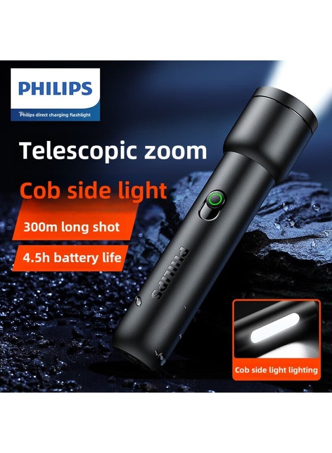Philips Strong Light Super Bright ABS Material Telescopic Zoom With Side Lights Outdoor Long-range Outdoor Portable Flashlight-Product Specifications:SFL1123 - Image 1