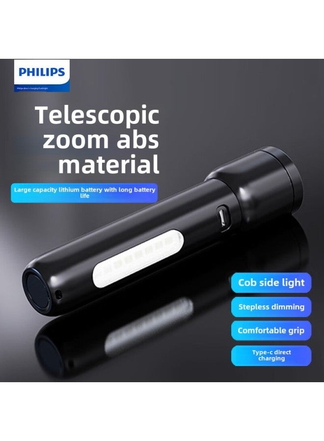 Philips Strong Light Super Bright ABS Material Telescopic Zoom With Side Lights Outdoor Long-range Outdoor Portable Flashlight-Product Specifications:SFL1123 - Image 3