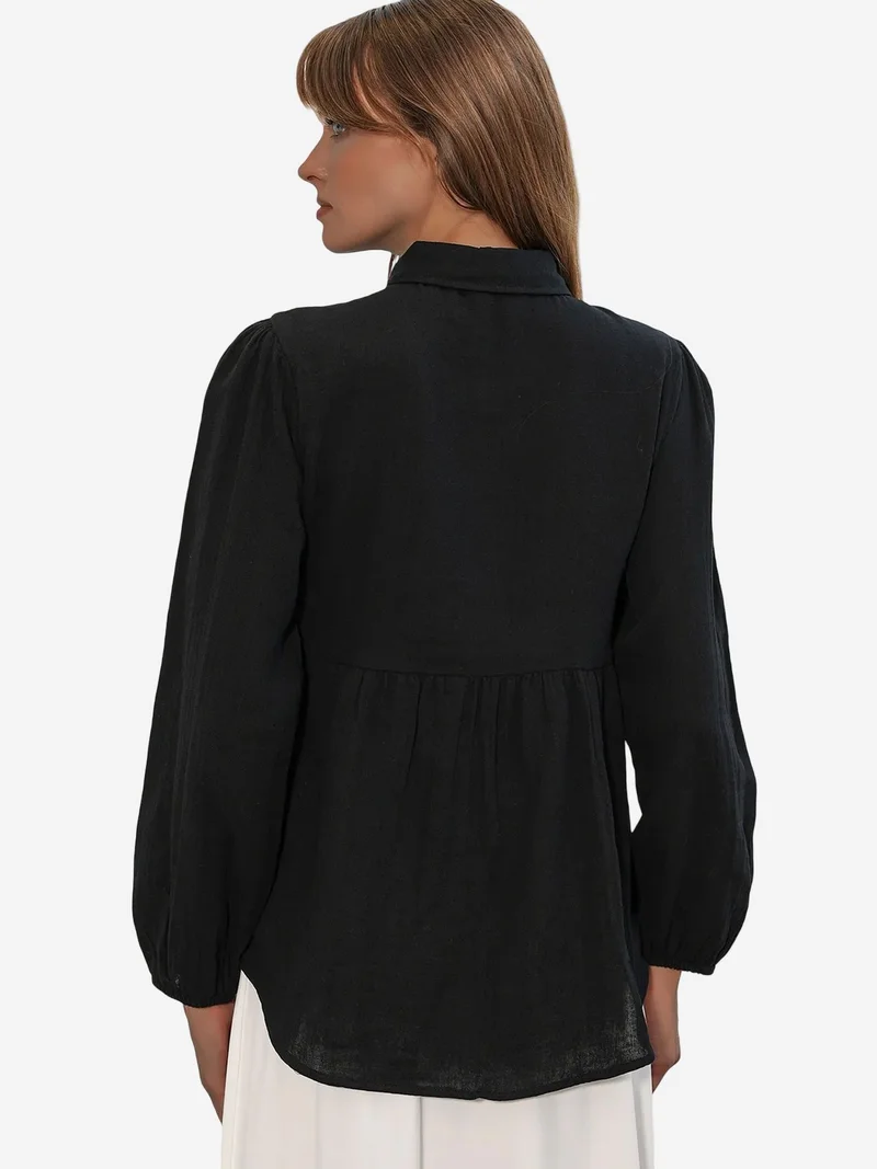 Big Dart Black BDART Oversized Cotton Long-Sleeve Shirt for Women | Best Price UAE