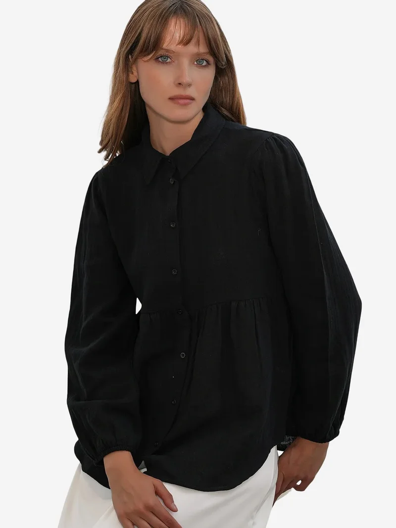 Big Dart Black BDART Oversized Cotton Long-Sleeve Shirt for Women | Best Price UAE