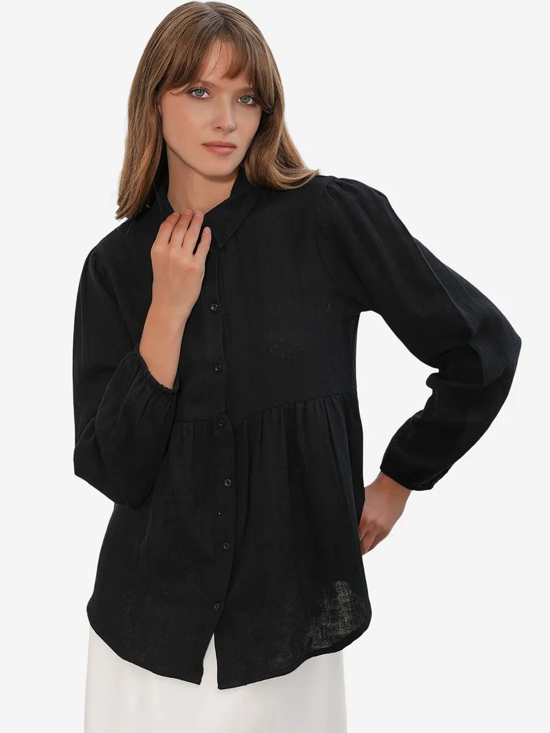 Big Dart Black BDART Oversized Cotton Long-Sleeve Shirt for Women | Best Price UAE