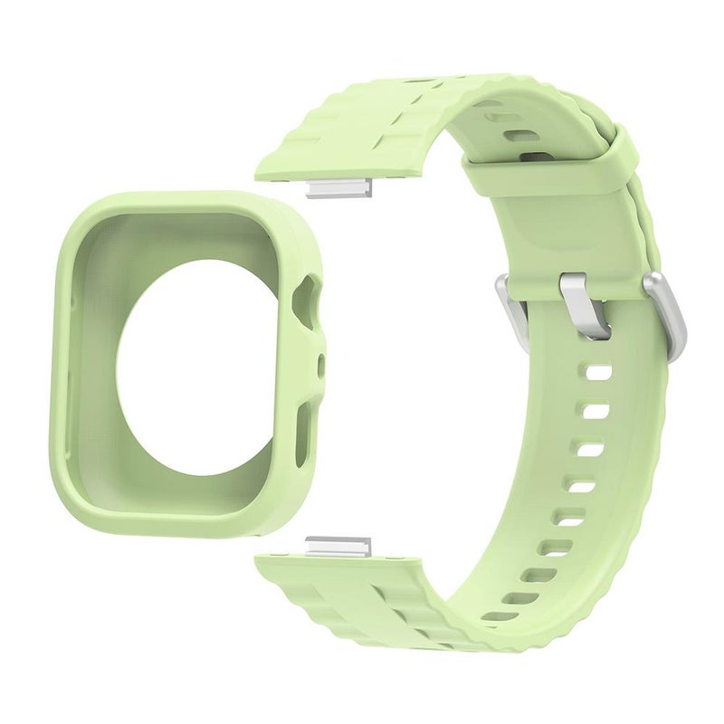 إيروريكس غطاء ساعة من السيليكون لساعة هواوي واتش فيت 4 برو، سوار ساعة من السيليكون بتصميم مموج مدمج (أخضر) - Image 1