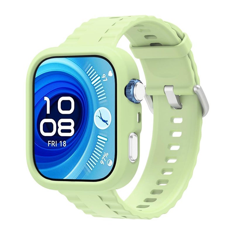 إيروريكس غطاء ساعة من السيليكون لساعة هواوي واتش فيت 4 برو، سوار ساعة من السيليكون بتصميم مموج مدمج (أخضر) - Image 2