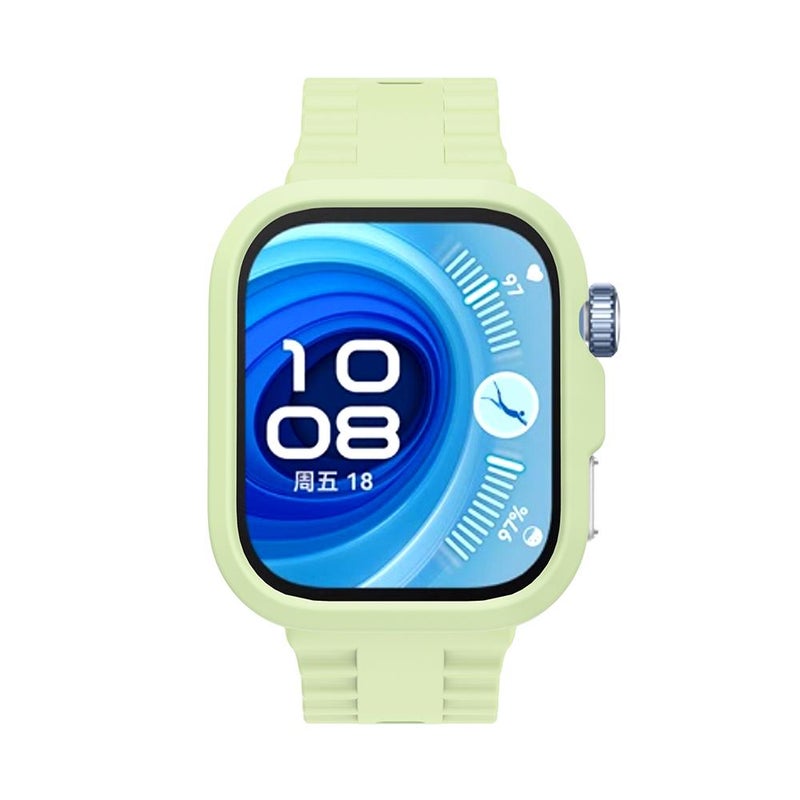 إيروريكس غطاء ساعة من السيليكون لساعة هواوي واتش فيت 4 برو، سوار ساعة من السيليكون بتصميم مموج مدمج (أخضر) - Image 3