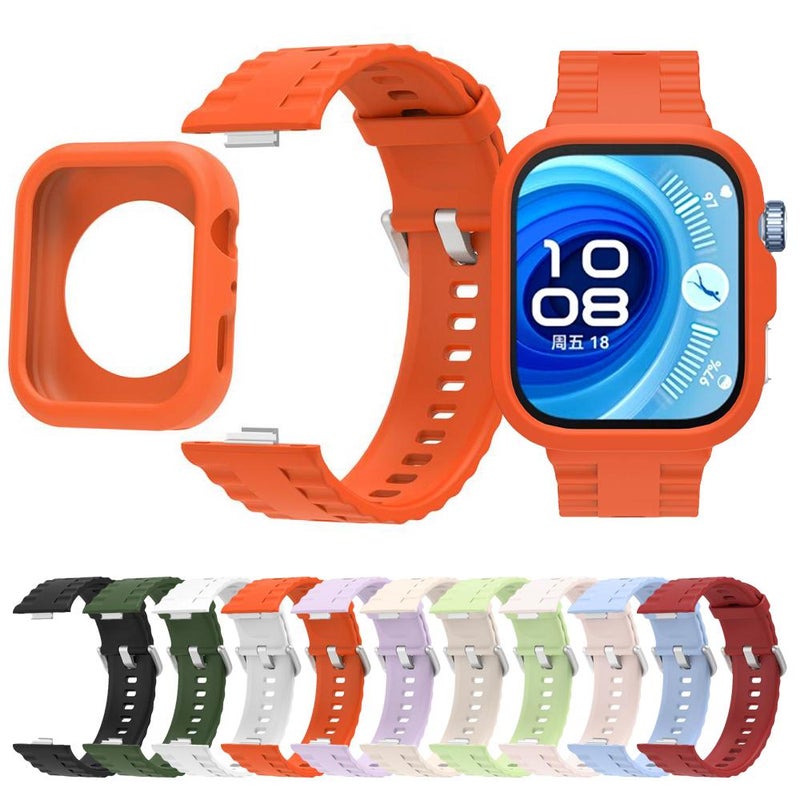 إيروريكس غطاء ساعة من السيليكون لساعة هواوي واتش فيت 4 برو، سوار ساعة من السيليكون بتصميم مموج مدمج (أخضر) - Image 4