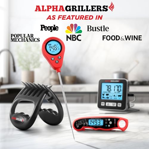 Alpha Grillers Instant Read Meat Thermometer Digital Food Thermometer for Cooking Grilling Bread Baking Liquids and Air Fryer with Temperature Guide, Long Probe and Large Backlit Display - Image 2