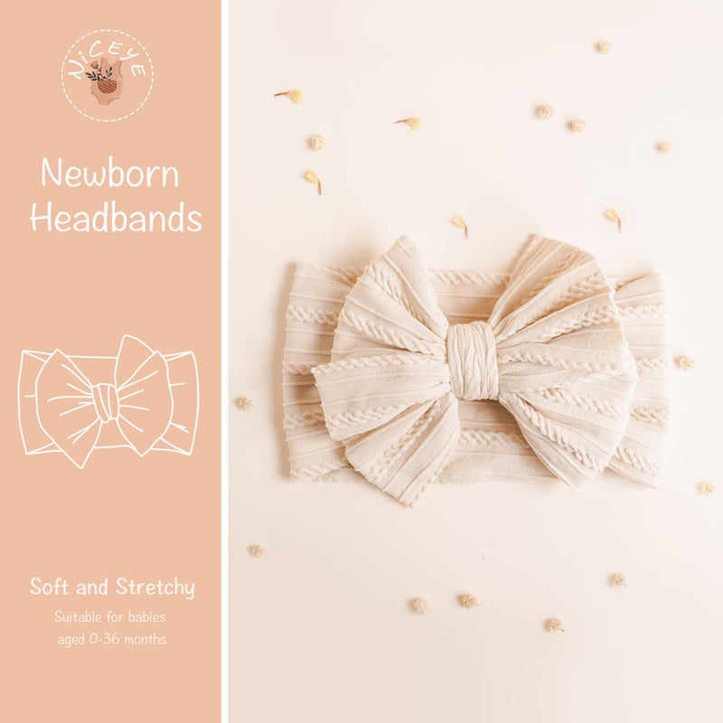 Niceye Handmade Baby Headbands Soft Stretchy Nylon Hair Bands with Bows for Newborn Infant Baby Toddler Girls- Pack of 6 - Image 2