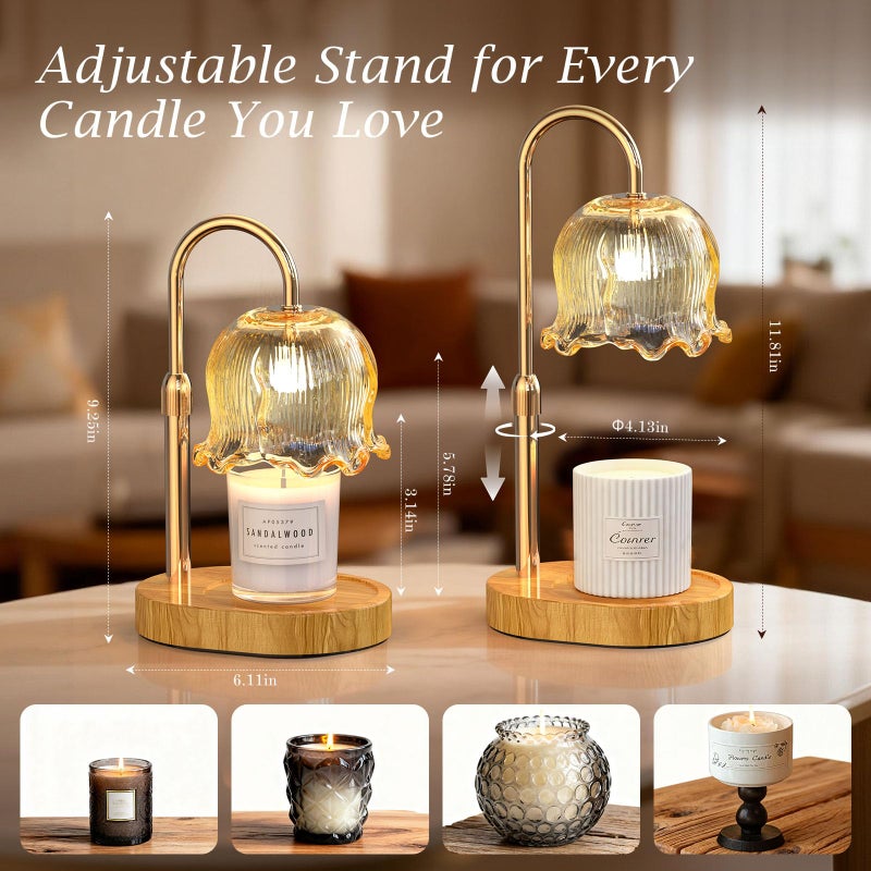 BYART Candle Warmer Lamp with Timer Gifts for Mom, Adjustable Height Vintage Wax Warmer Lamp for Scented Candles Modern Farmhouse Decor, House Warming Gifts New Home Essentials - Image 4