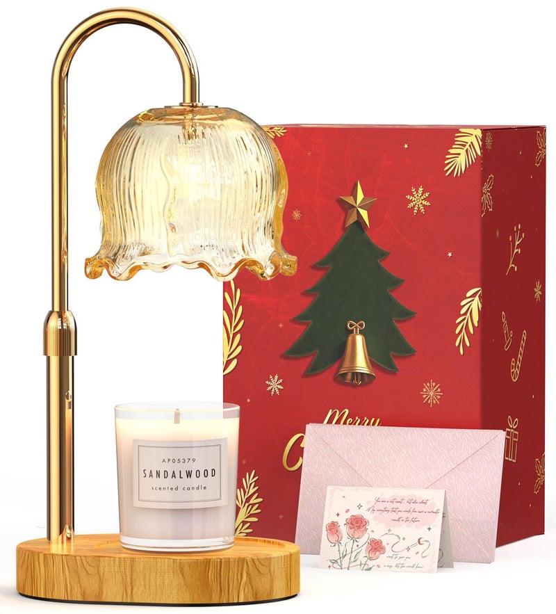 BYART Candle Warmer Lamp with Timer Gifts for Mom, Adjustable Height Vintage Wax Warmer Lamp for Scented Candles Modern Farmhouse Decor, House Warming Gifts New Home Essentials - Image 1