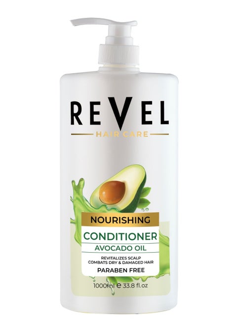 Revel Hair Care Anti Hair Fall Avocado Oil Nourishing Conditioner 1000ml, Revitalizes Scalp Combats Dry & Damaged Hair, Paraben Free