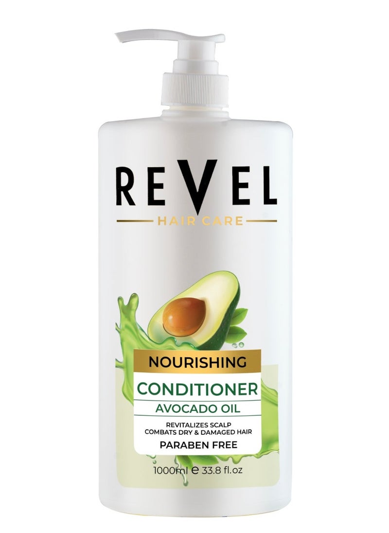 Revel Revel Hair Care Anti Hair Fall Avocado Oil Nourishing Conditioner 1000ml, Revitalizes Scalp Combats Dry & Damaged Hair, Paraben Free  - Image 1