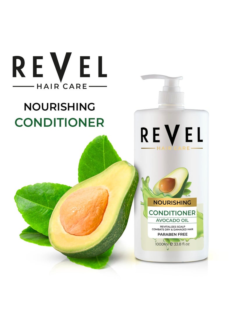 Revel Revel Hair Care Anti Hair Fall Avocado Oil Nourishing Conditioner 1000ml, Revitalizes Scalp Combats Dry & Damaged Hair, Paraben Free  - Image 2