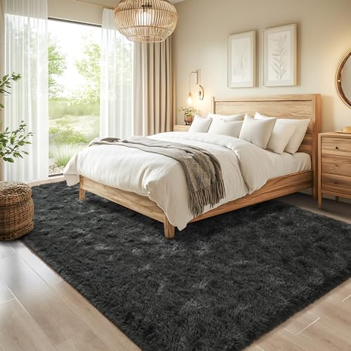 Chicrug Soft Area Rugs for Bedroom Living Room Plush Fluffy Rug 5x8 Feet, Shag Furry Area Rug Carpet Non Shedding for Nursery Children Kids Girls Room Home Decorative, Dark Grey - Image 4