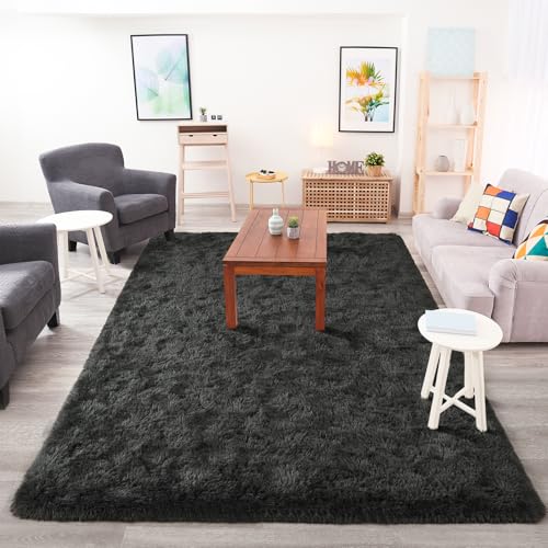 Chicrug Soft Area Rugs for Bedroom Living Room Plush Fluffy Rug 5x8 Feet, Shag Furry Area Rug Carpet Non Shedding for Nursery Children Kids Girls Room Home Decorative, Dark Grey - Image 5