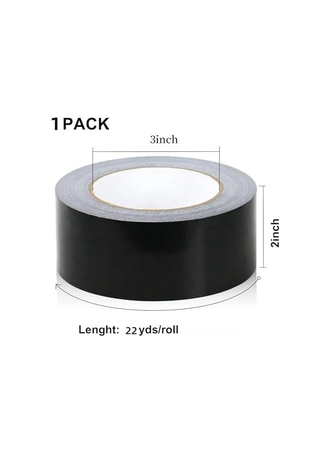 PROMASS - promass Black Heavy Duty Duct Tape, 2 in x 22 Yards, Strong Adhesive and Water-resistant, Tear by Hand,No residue,Bulk Value for Repairs,Industrial Tape for Indoor and Outdoor (Black duct tape) - Image 1