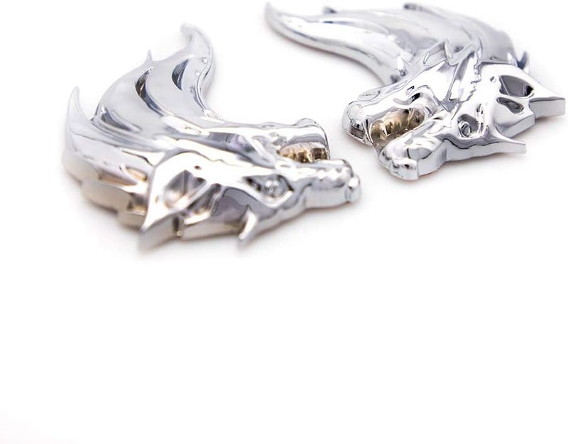 CARRUN 2pcs 3D Wolf Head Metal Emblem Car Motorcycles Side Fender Rear Styling Emblem Badge Decal (Silver) - Image 4