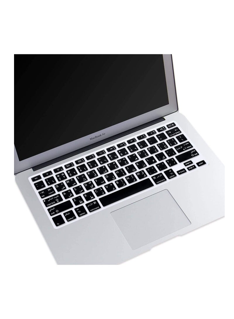 أمم واقي غطاء لوحة مفاتيح من السيليكون باللغة العربية والإنجليزية فائق النحافة لماك بوك اير 13 "(ايه 1369 / ايه 1466) وماك بوك برو مع أو بدون شاشة ريتينا 13" / 15"/17 " 2015 أو إصدار أقدم ، أسود - Image 3