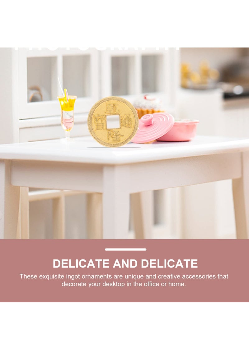 Excefore Miniature Gold Ingots, Copper Coins,Chinese Fortune Coin Feng Shui Wealth Luck Yuan Bao Dollhouse Pretend Play Decor Ornament,1 Set of 60 PCS - Image 5