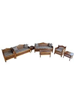 mahome Intricately Carved Wooden Arabic Sofa Set, 7 Pieces. sutable for living room sofa. office and garden furniture (Pine Wood, 7 seater)  - Image 1