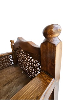 mahome Intricately Carved Wooden Arabic Sofa Set, 7 Pieces. sutable for living room sofa. office and garden furniture (Pine Wood, 7 seater)  - Image 4