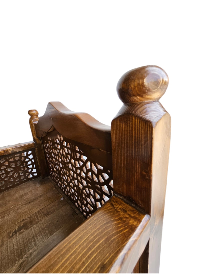 mahome Intricately Carved Wooden Arabic Sofa Set, 7 Pieces. sutable for living room sofa. office and garden furniture (Pine Wood, 7 seater)  - Image 4